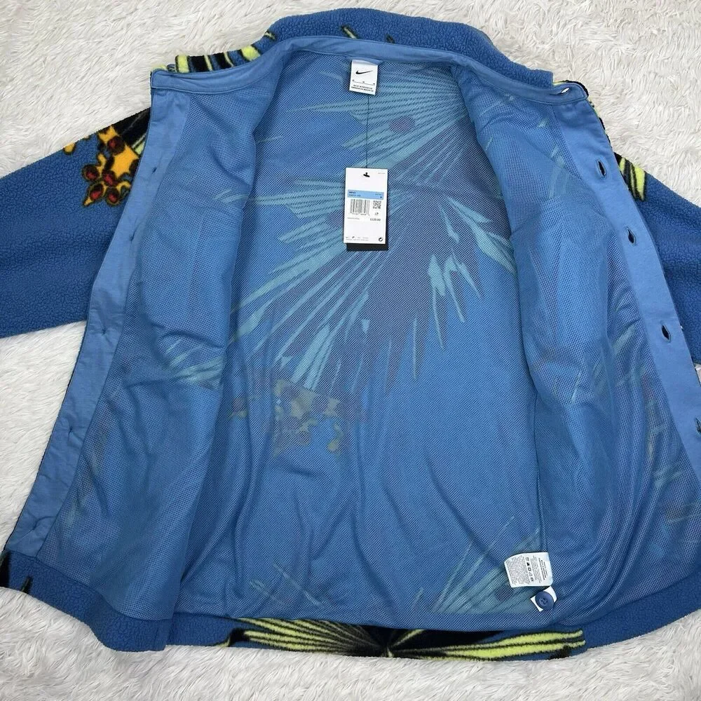 Nike x Lebron James Sherpa Mens Button Up Jacket Fleece‎ Blue DA6707-469 Size M